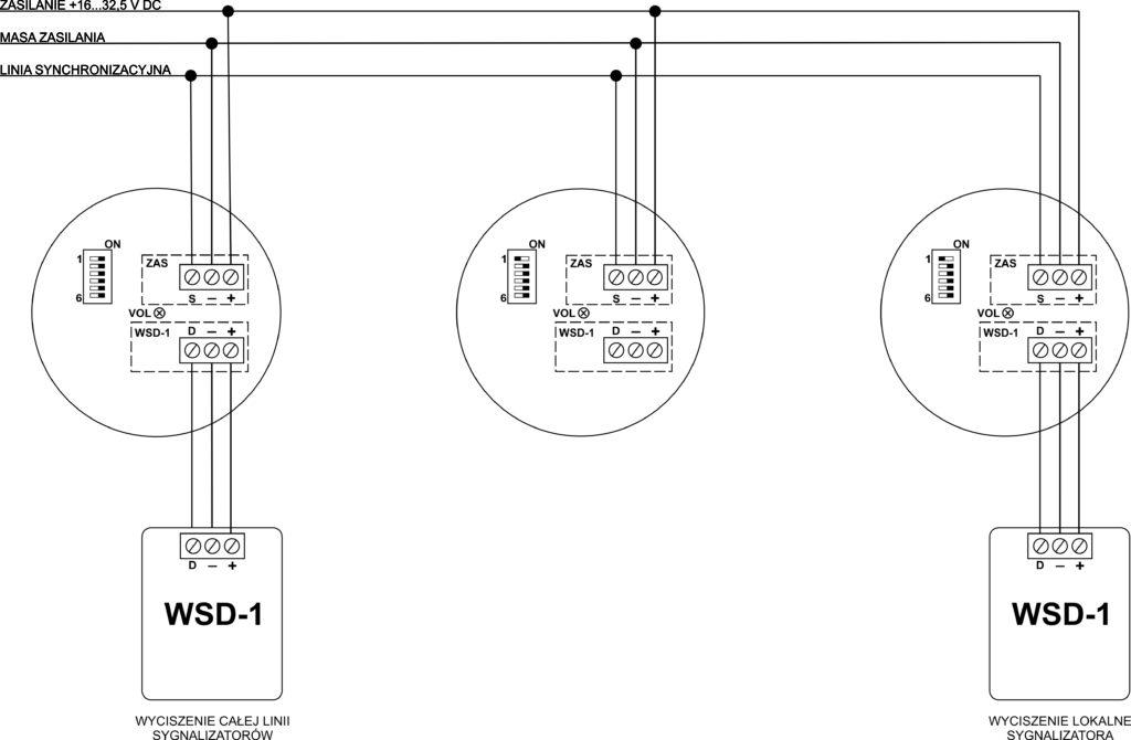 schemat synchronizacji sygnalizatorów akustycznych SA-P8